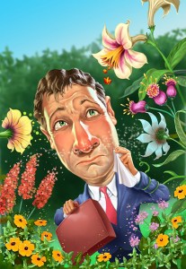 Allergy man illustration by John Walker.
