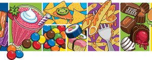 Part of food mural illustration by Ron Magnes.