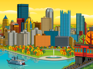 Digital Pittsburgh Skyline illustration by Ron Magnes.