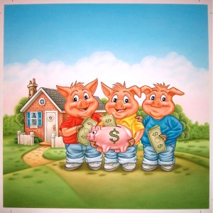 3 Pigs illustration for children's book by Phil Wilson.