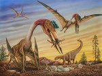 Realistic dinosaur scene illustration by Phil Wilson.