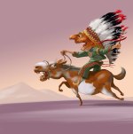 Indian chief illustration by Eugene Vinitski.