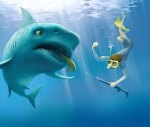 Underwater shark illustration by Eugene Vinitski.